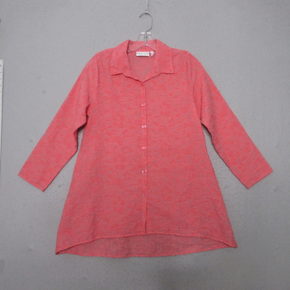 Habitat Tunic Top Shirt S Coastal Stripe Lagenlook Floral Burnout Art to Wear
